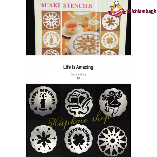 Stencil decor bánh 6 tấm noel