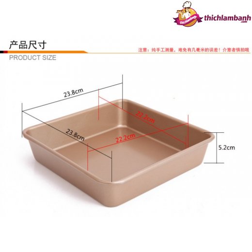 Khuôn vuông Chefmade đáy liền 5cm 24