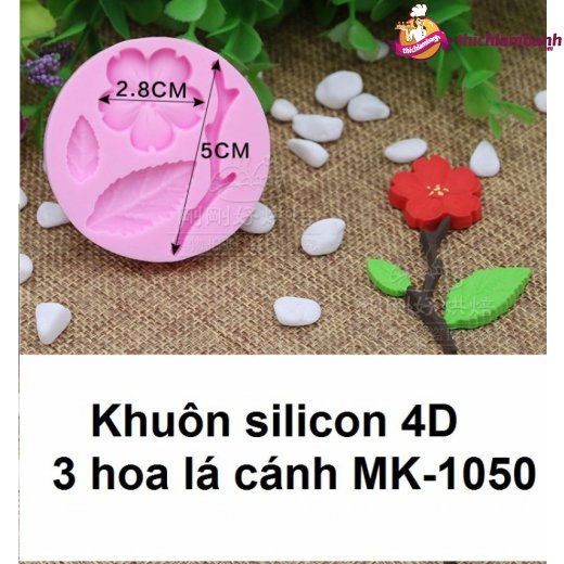 Khuôn silicon 4D 3 hoa lá cánh MK-1050