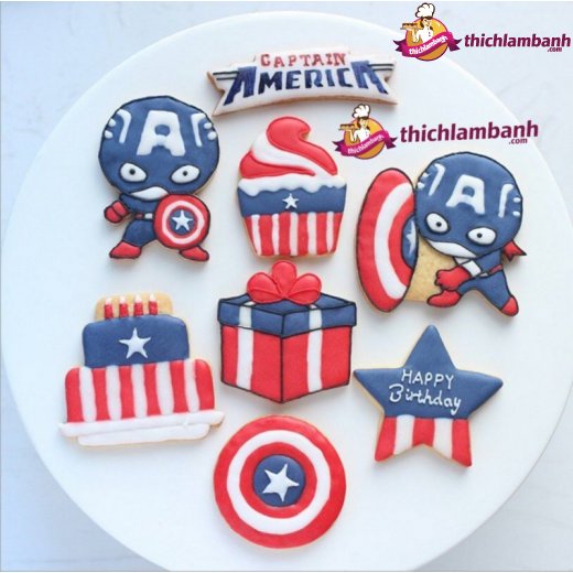 Bộ nhấn nhựa 8 siêu nhân Captain America