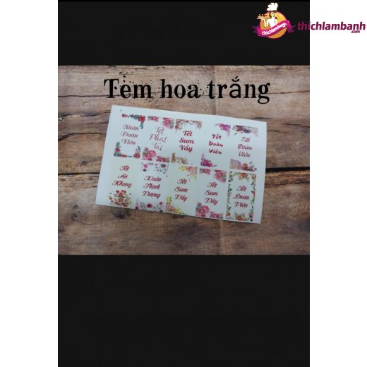 Tem dán Tết - Hoa Trắng