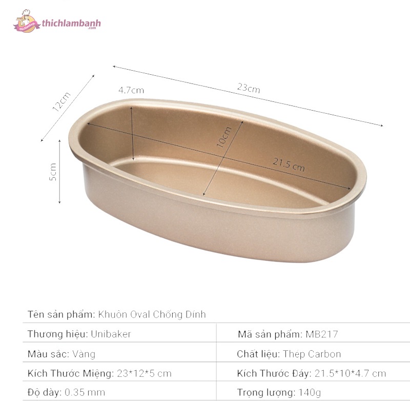 Khuôn Oval chống dính UNIBAKER MB217 Khuôn Oval chống dính UNIBAKER MB217