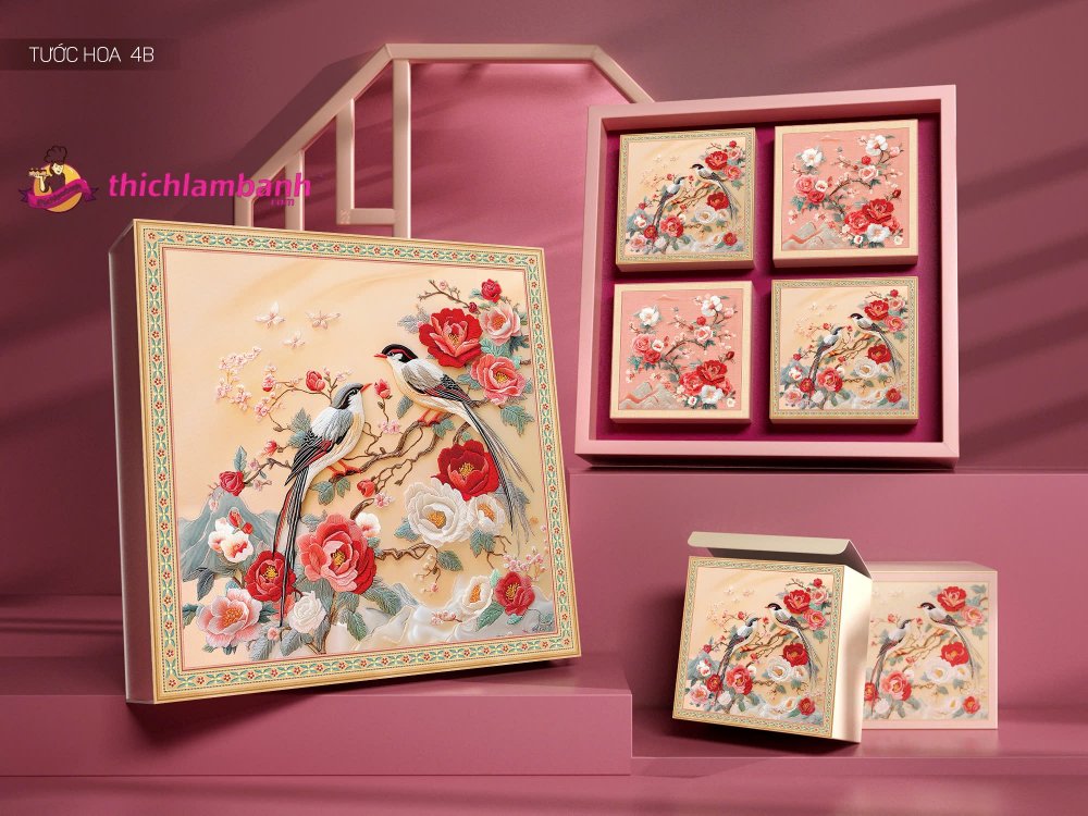 Hộp Đựng Bánh Trung Thu Tước Hoa 4B Hộp Đựng Bánh Trung Thu Tước Hoa 4B