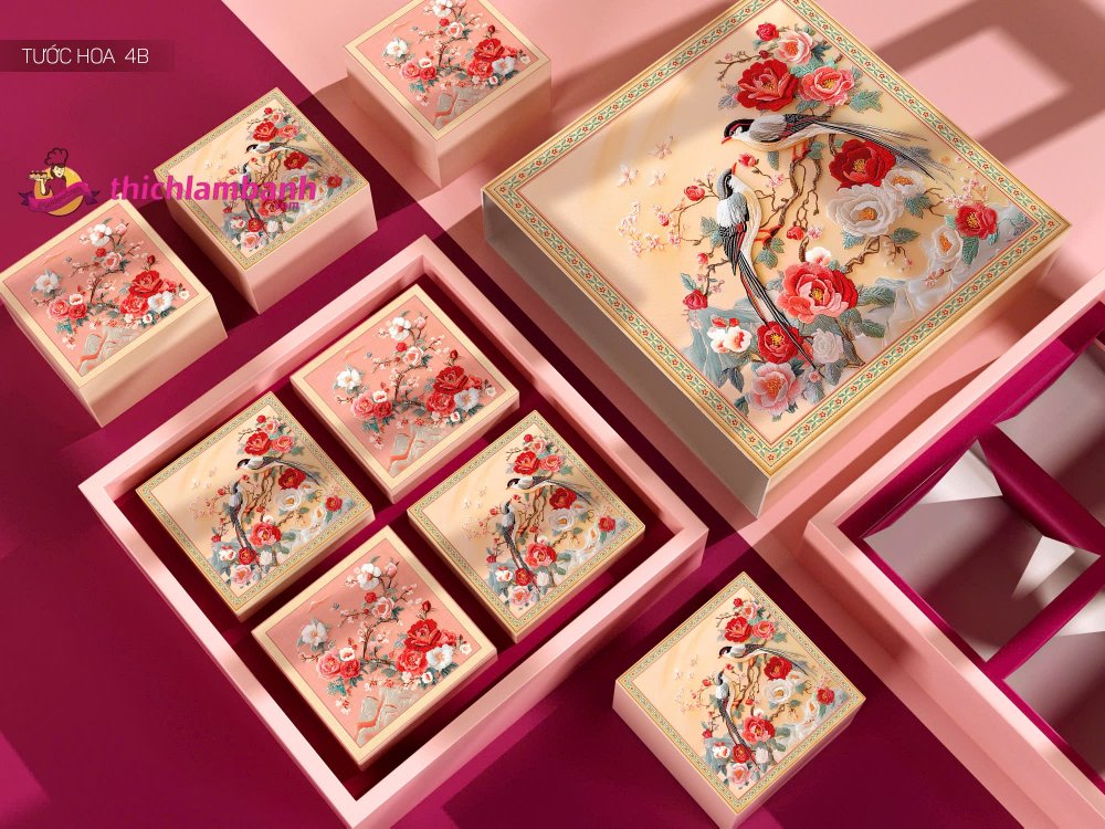 Hộp Đựng Bánh Trung Thu Tước Hoa 4B Hộp Đựng Bánh Trung Thu Tước Hoa 4B