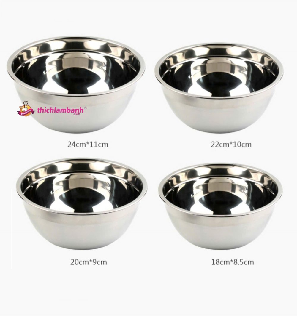 Thau trộn bột inox nhiều kích thước Thau trộn bột inox nhiều kích thước