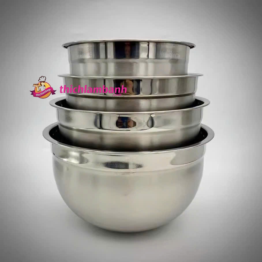 Thau trộn bột inox nhiều kích thước Thau trộn bột inox nhiều kích thước