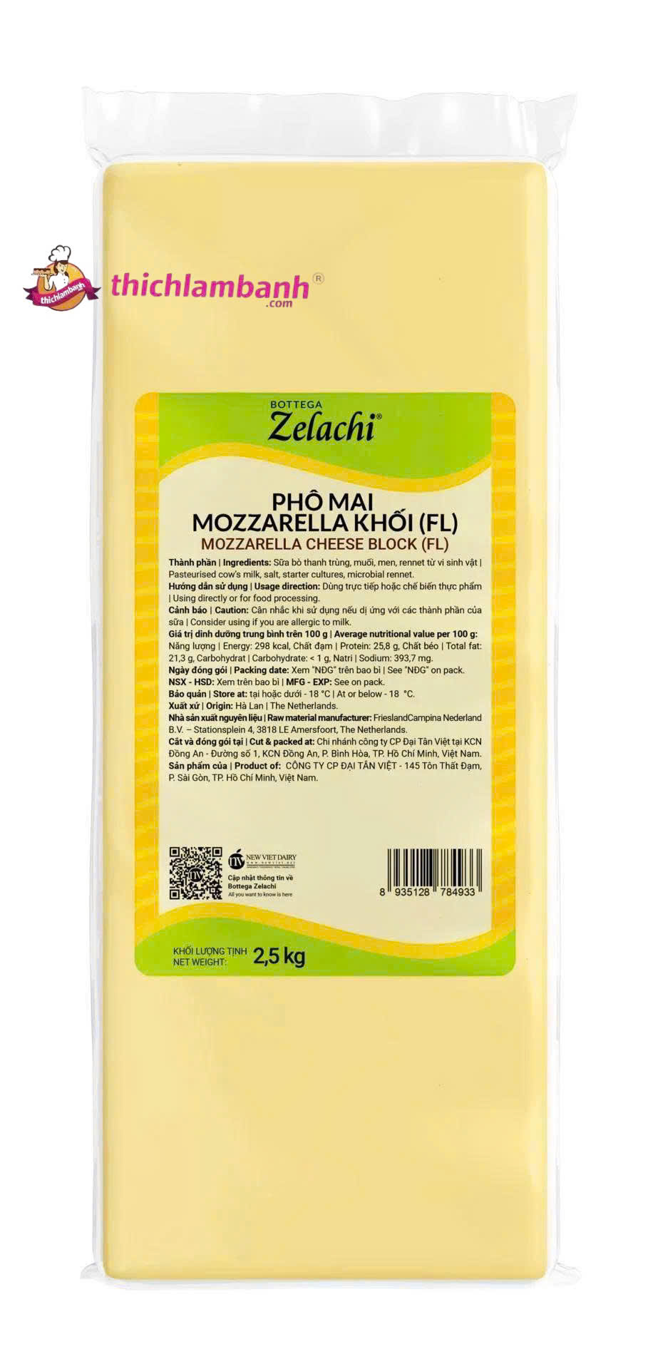 Phô Mai Mozzarella Khối Zelachi Phô Mai Mozzarella Khối Zelachi