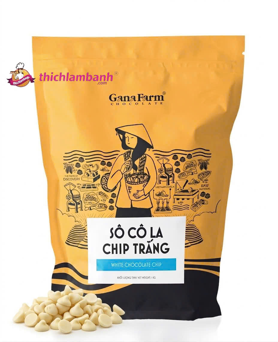 Chocola CHIP TRẮNG GANAFARM (chocola dạng chip) Chocola CHIP TRẮNG GANAFARM (chocola dạng chip)
