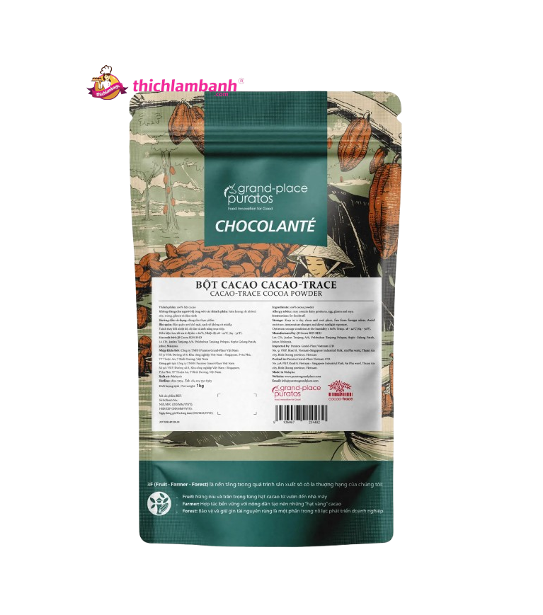 Bột chocola nguyên chất Không đường Grand Place (Bột Socola Puratos) Bột chocola nguyên chất Không đường Grand Place (Bột Socola Puratos)
