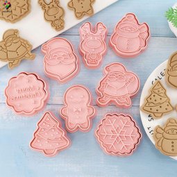 Bộ 8 nhấn nhựa bánh quy mẫu Giáng sinh Noel