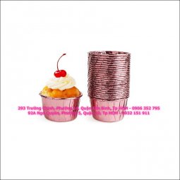 Cup giấy muffin nhũ hồng/ Vàng đáy 4cm 50c